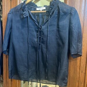 Frame Navy Linen blouse